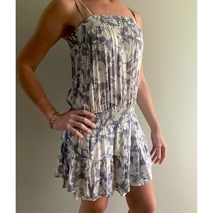 Pookie & Sebastian Floral Dress in Blue and White